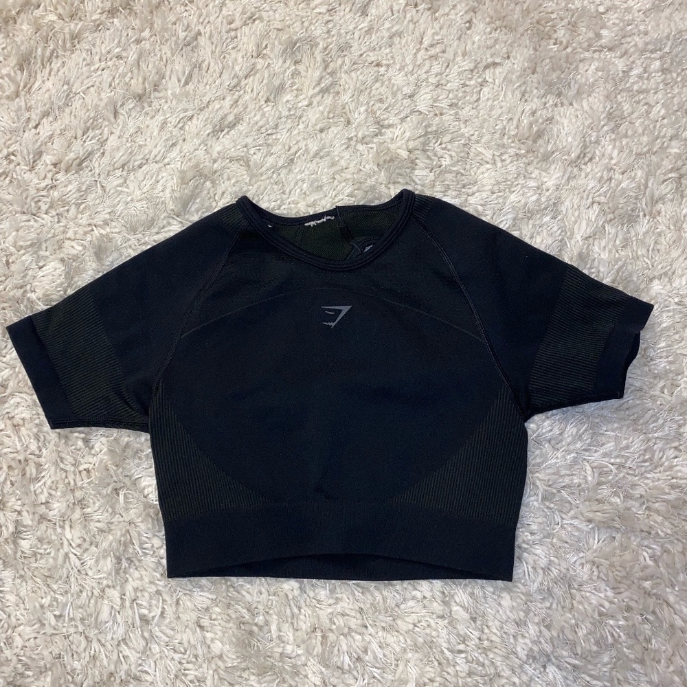 Gymshark Black Flex Crop Top, size small